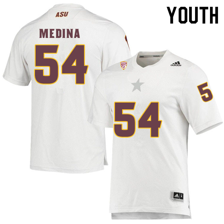 Youth #54 Eddie MedinaArizona State Sun Devils College Football Jerseys Sale-White - Click Image to Close
